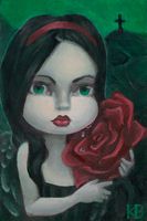 Cemetery Rose, a gothic angel painting.