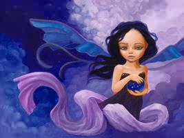 Holding on to Stars, a fairy at night.