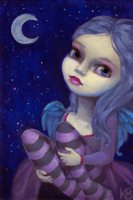 Crescent Moon Angel Fantasy Painting
